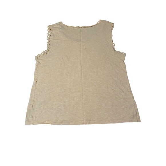 Talbots Cotton Yellow/Gold Tank Top Embellished with Embroidery Size Large EUC - Picture 4 of 4